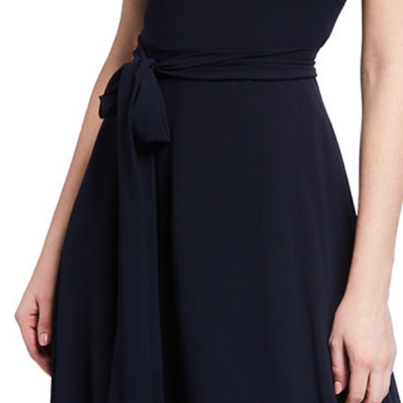 NEW Tahari ASL Navy high-low halter dress - Picture 4 of 8
